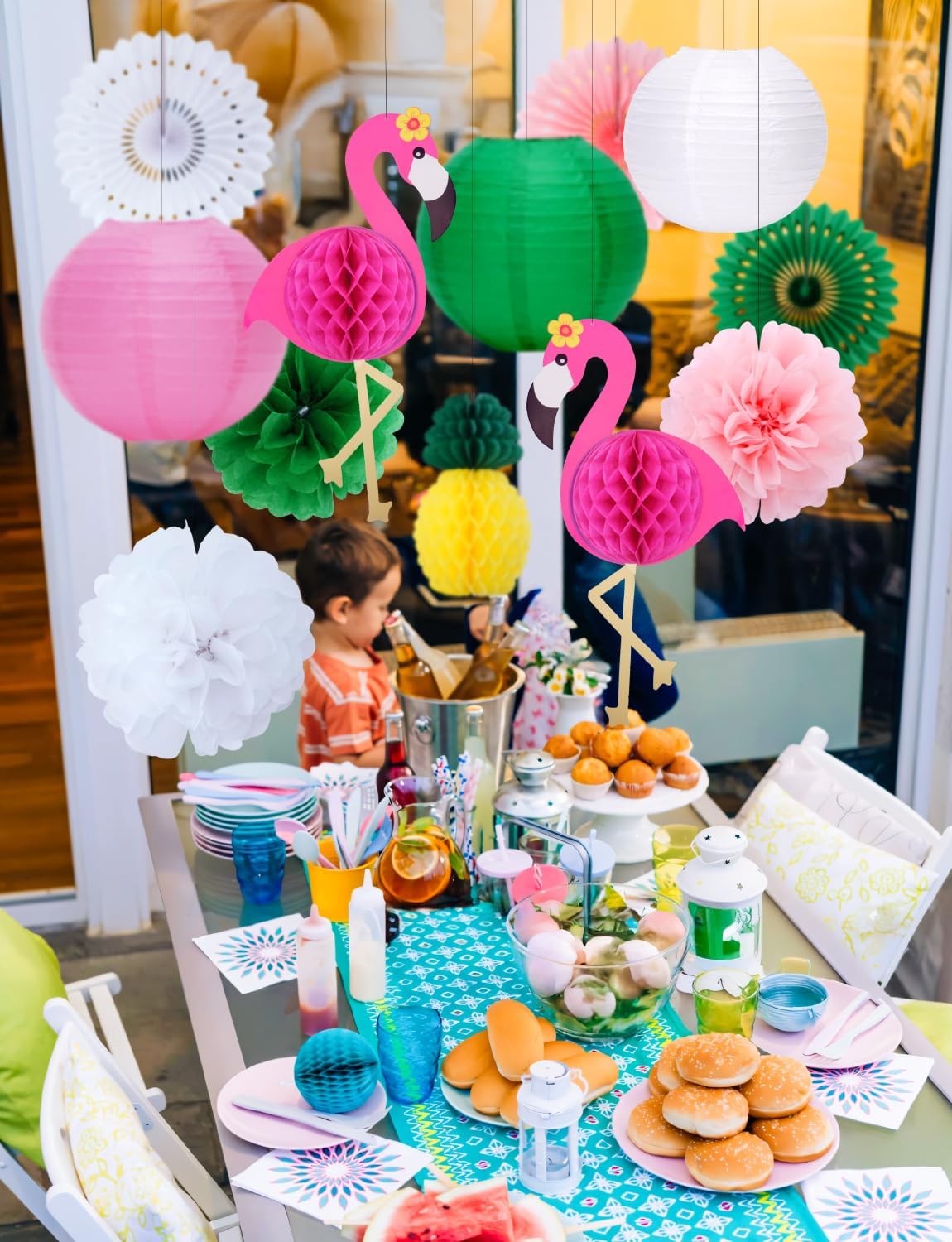 Flamingo Party Decorations Set 16 Pcs Tropical Beach Theme