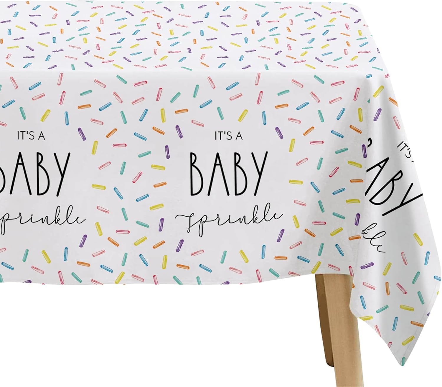 Sprinkle Baby Shower Tablecloth 3 Pack - 86x55in Rainbow Confetti Decor