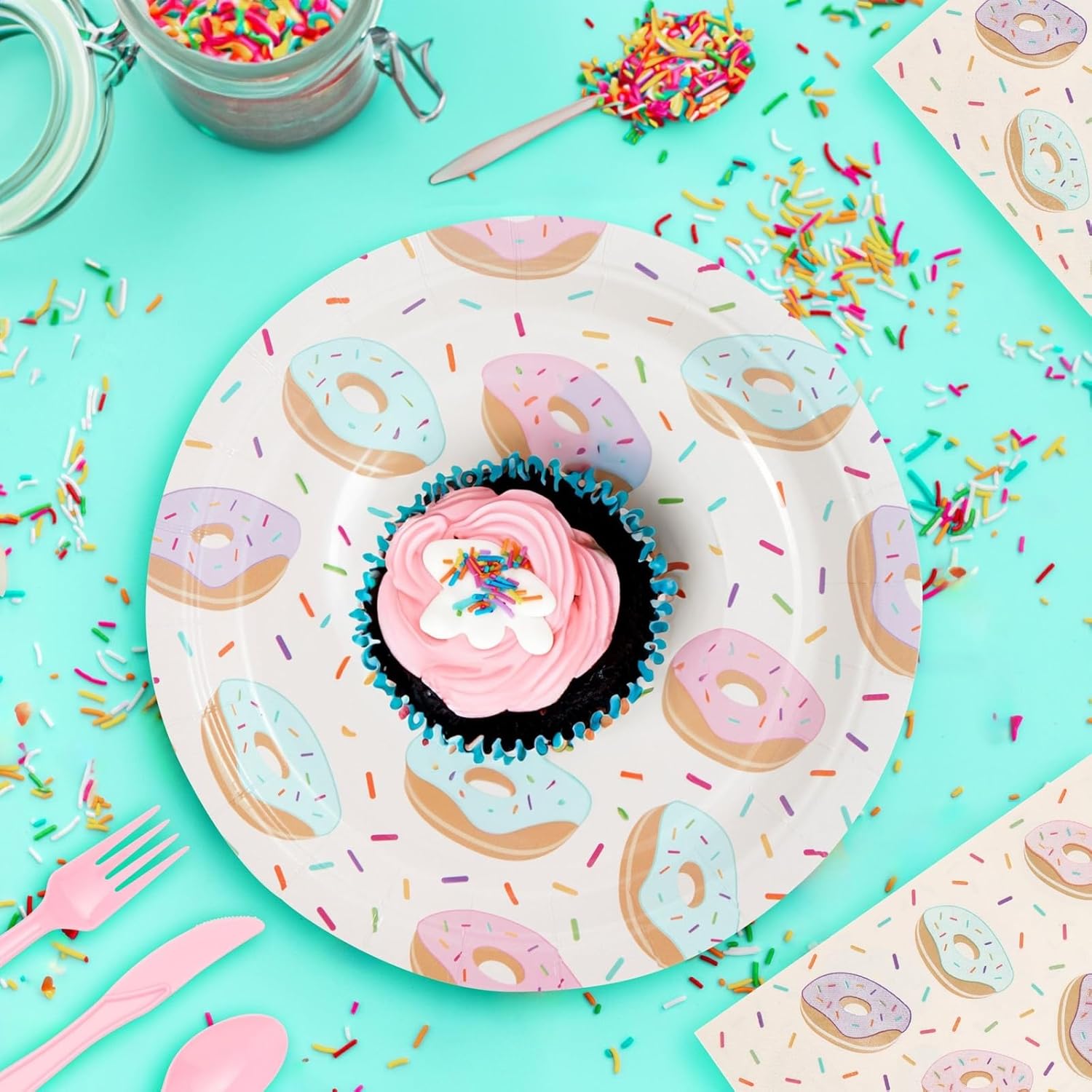 144 Piece Donut Themed Party Supplies for 24 Guests