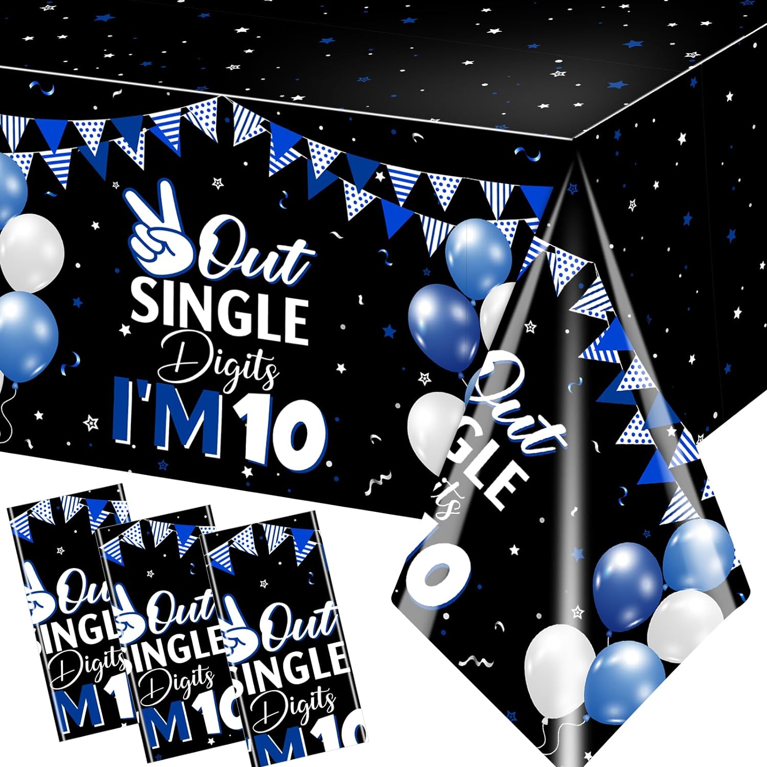 10th Birthday Decorations for Boys 3pcs Tablecloths