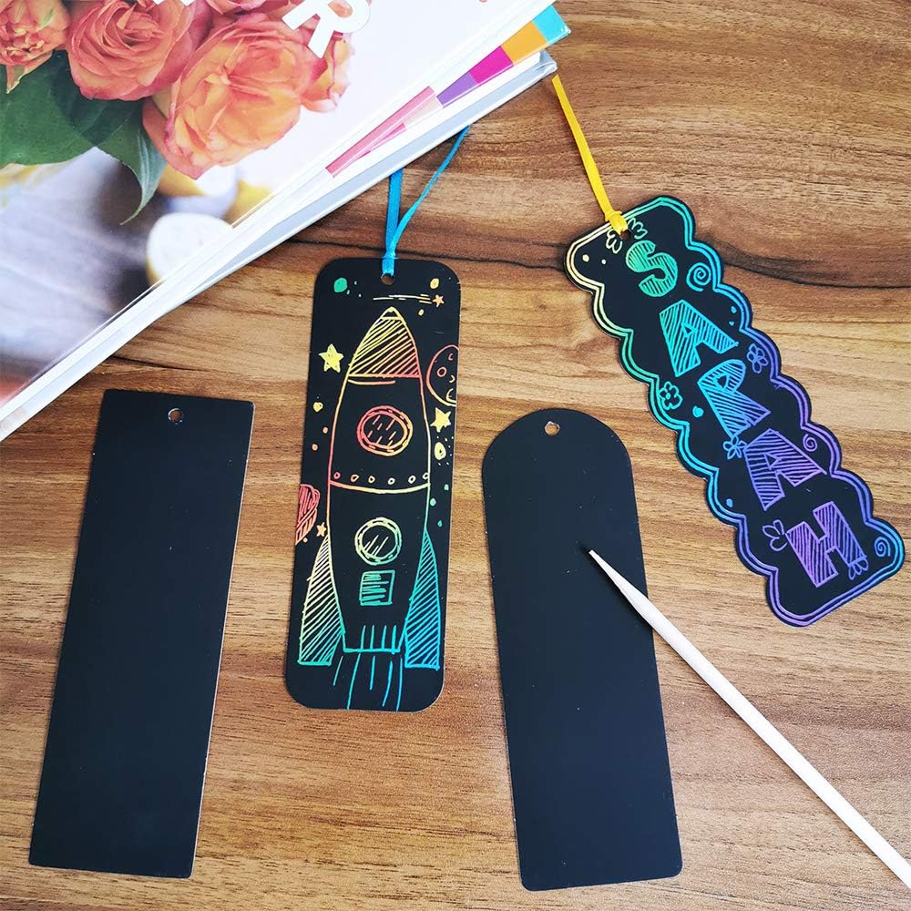 Supla 36 Piece Magic Rainbow Scratch Bookmarks DIY Kit for Kids