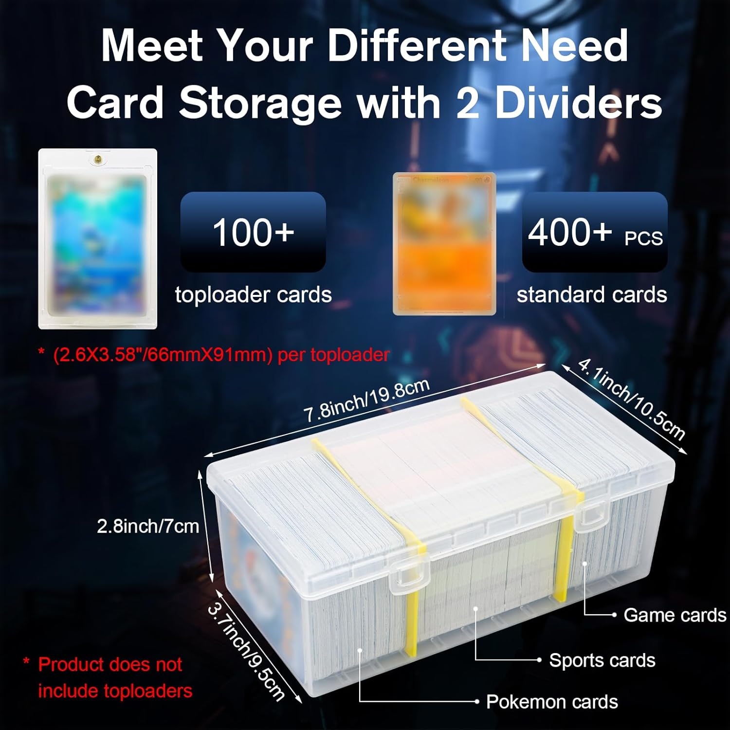 UNAOIWN 4 Pack Card Storage Boxes with Dividers