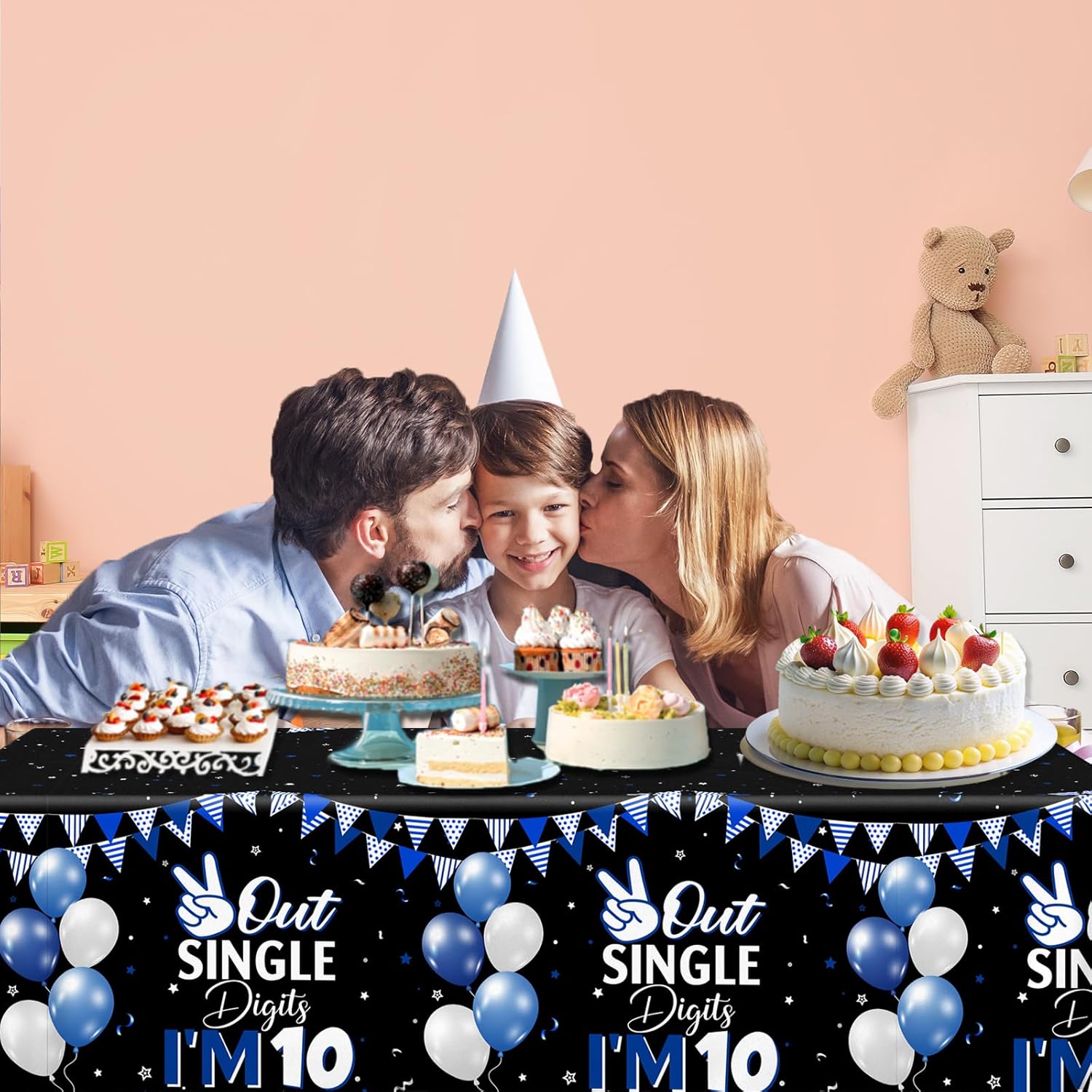 10th Birthday Decorations for Boys 3pcs Tablecloths