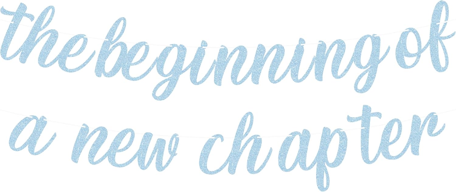 Pre-Strung New Chapter Light Blue Glitter Banner