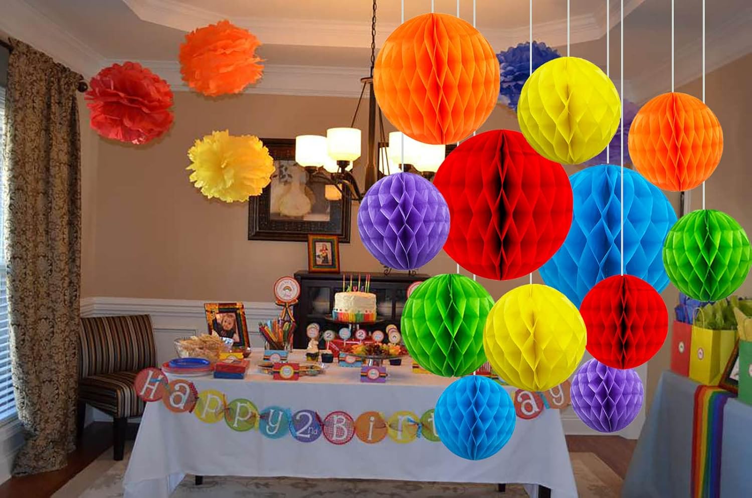 ZOOYOO 12Pcs Rainbow Honeycomb Ball Decorations