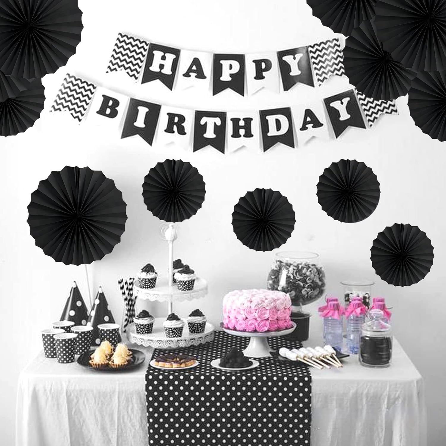 HQZ Black Party Hanging Fans DIY Set 12pcs
