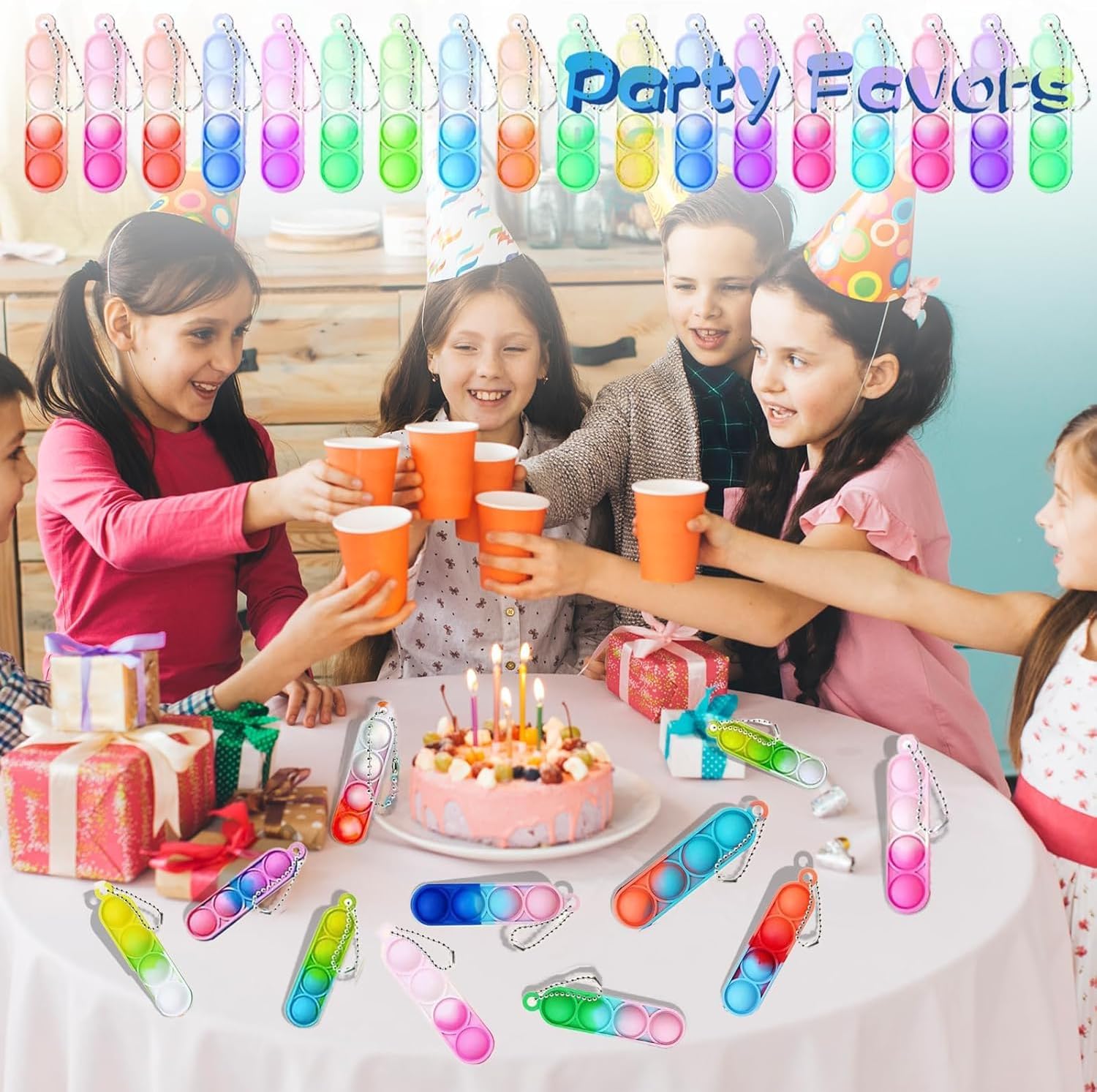 360 Pcs Rectangle Pop Keychain Fidget Toys for Kids