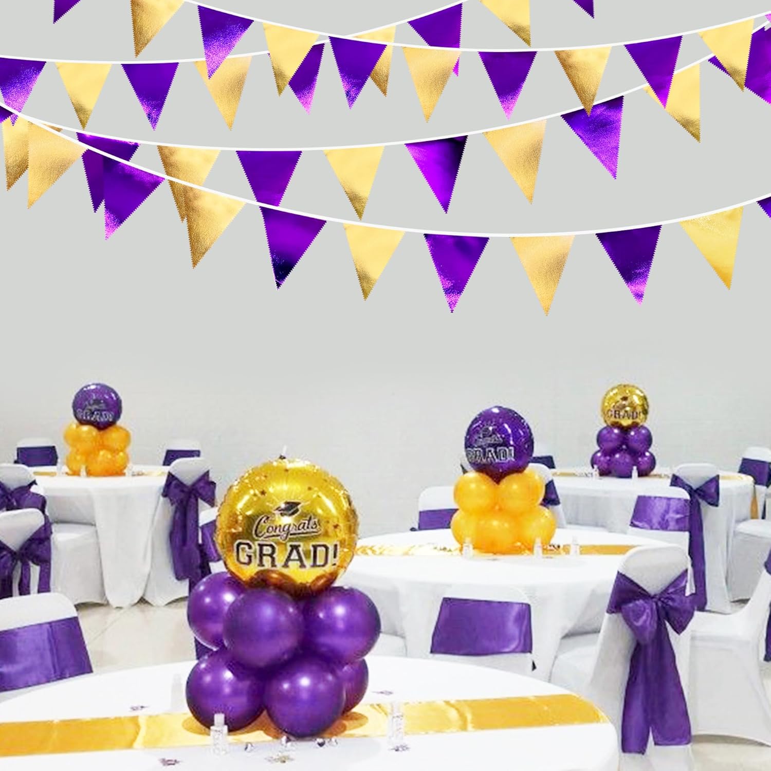 Pinkblume Purple Gold Party Decorations Flag Bunting Garland