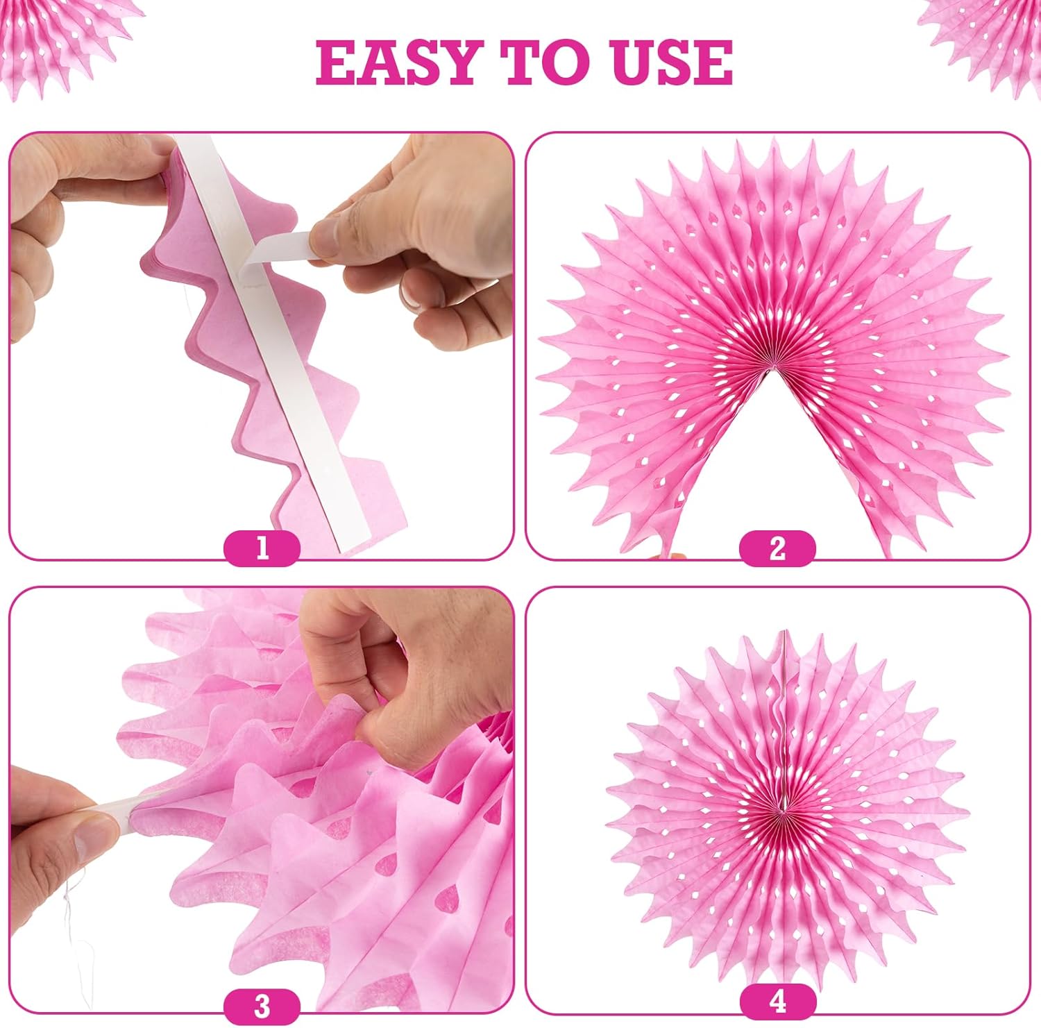 PAPER JAZZ Hot Pink Paper Flowers Decorations Pack of 11