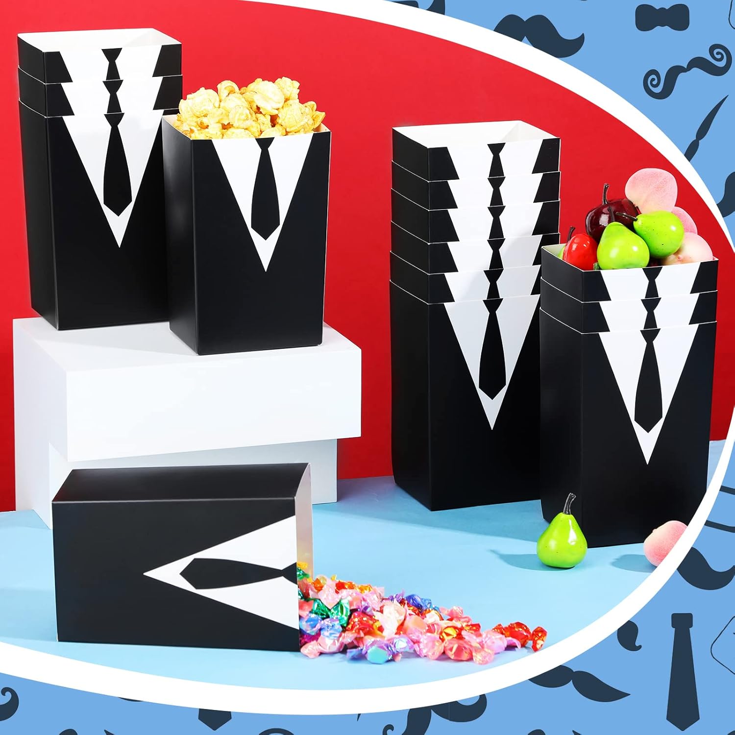Irenare 24 Piece Baby Tuxedo Popcorn Bags