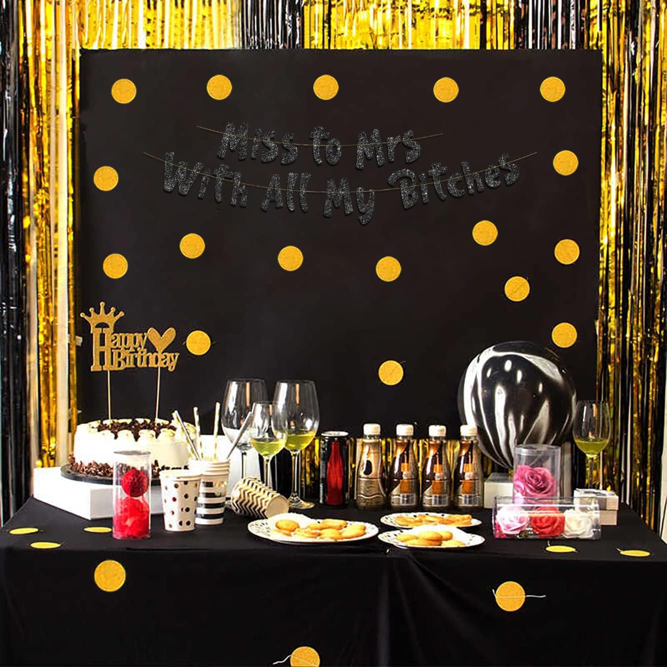 Classy Sassy Bachelorette Black Glitter Banner