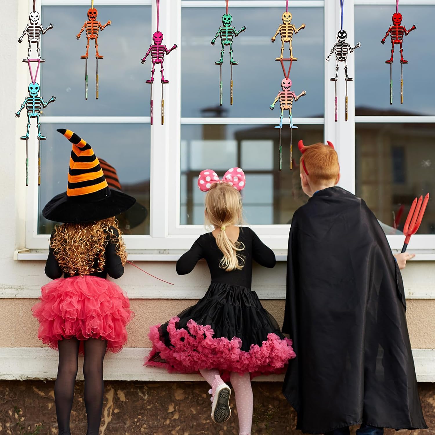 Fennoral 9 Pack Skeleton Wind Chime Kit for Kids