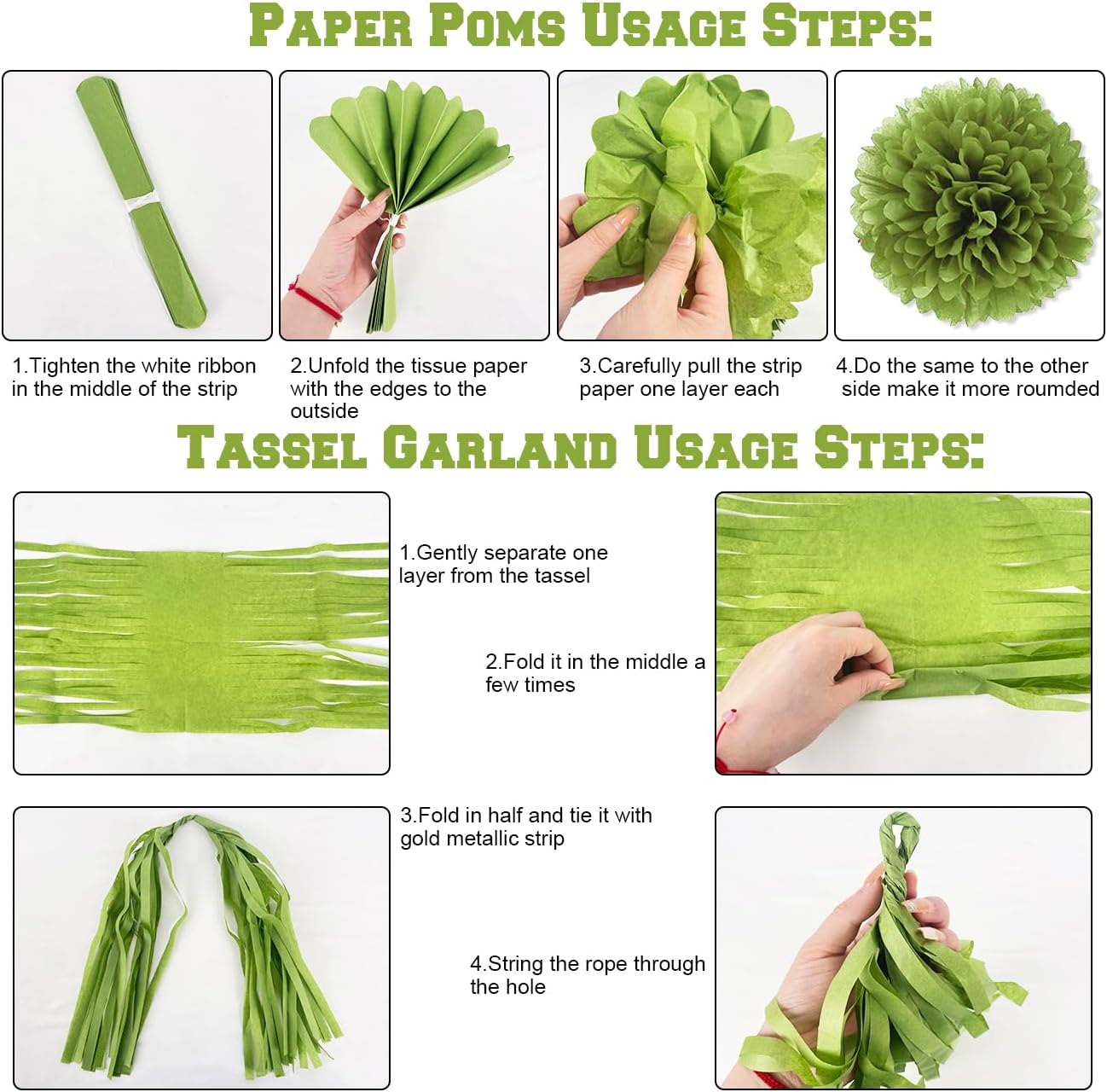 Sage Green Gold Party Decorations 45Pcs Kit