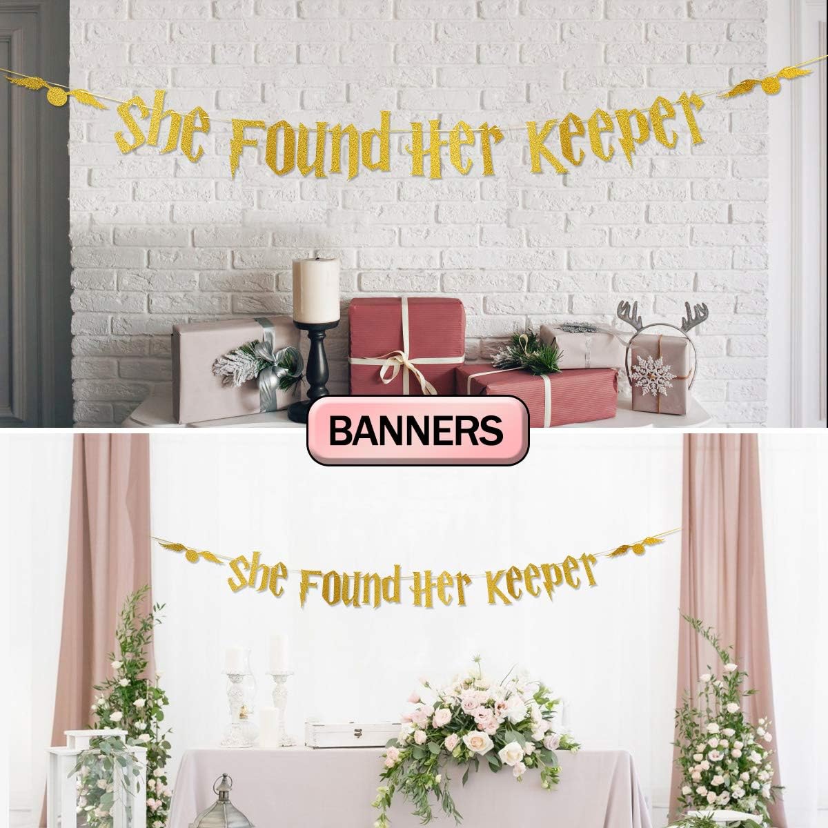 Gold Glitter Bachelorette Party Banner Decorations