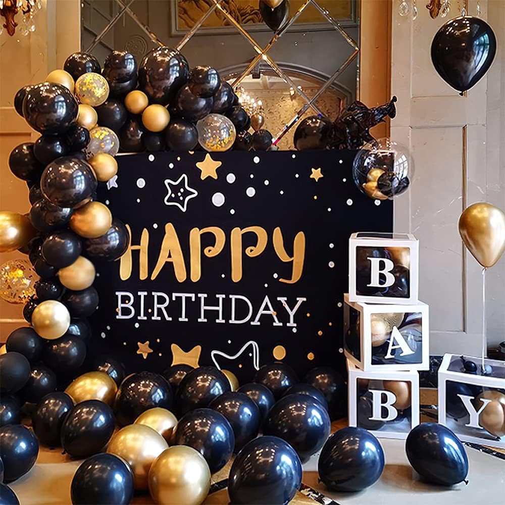 Black and Gold Balloon Garland Kit 114Pcs