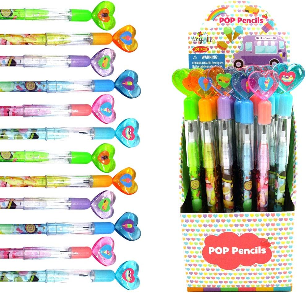 Tiny Mills 24 Pcs Ice Cream Stackable Push Pencil Set