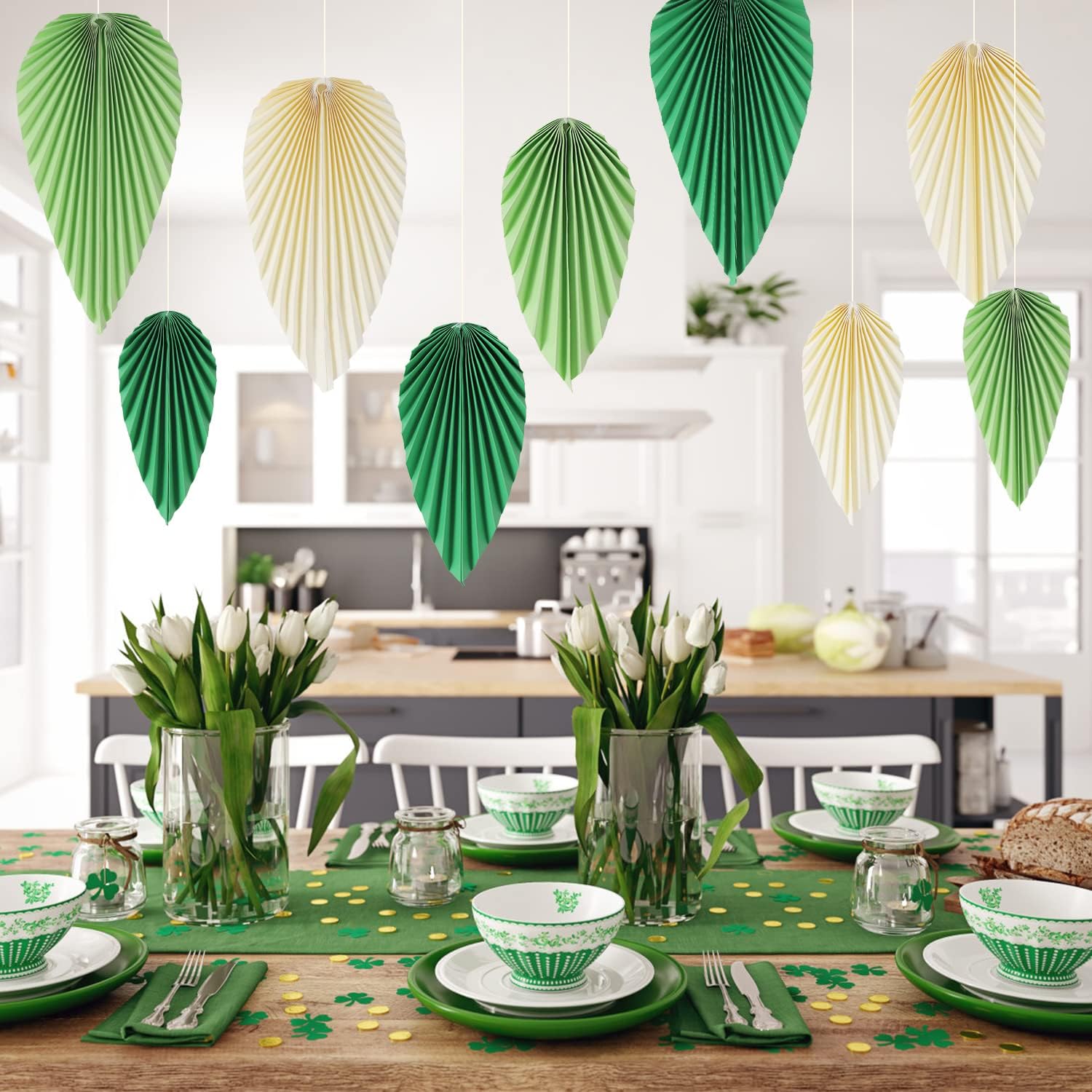 Hanging Paper Fans Leaf Set for Spring Decorations