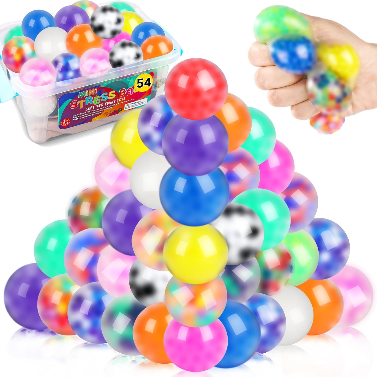 54 Pack Stress Balls Squishy Fidget for Adults