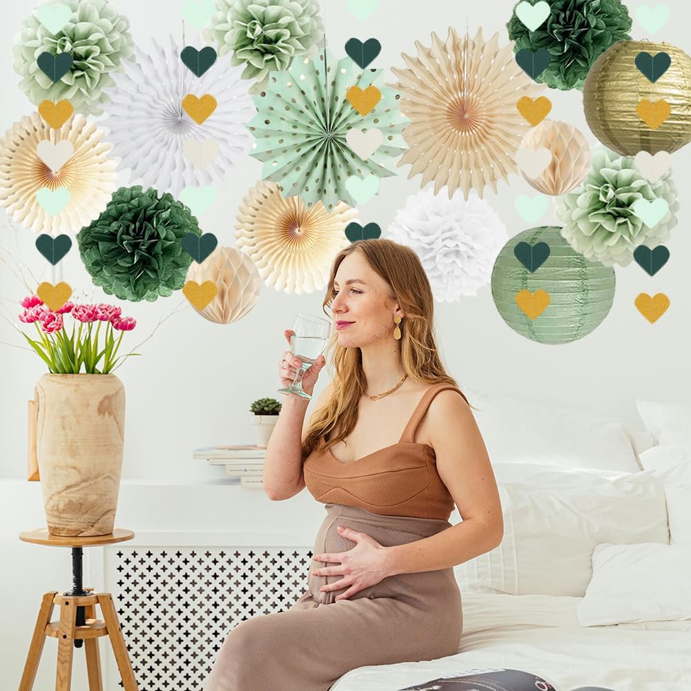 Sage Green Gold Party Decorations Kit