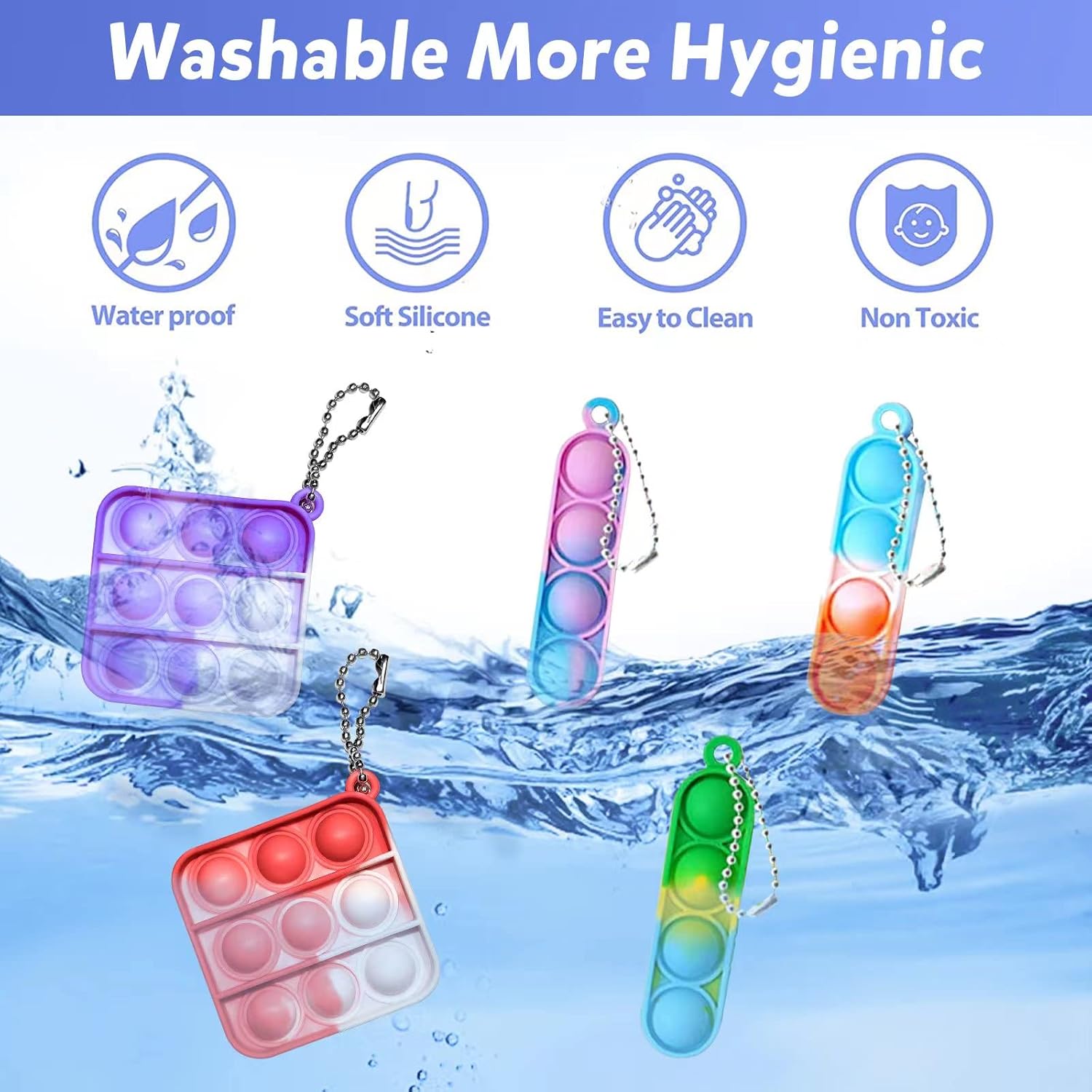 130 Pcs Pop Keychain Fidget Toy Set
