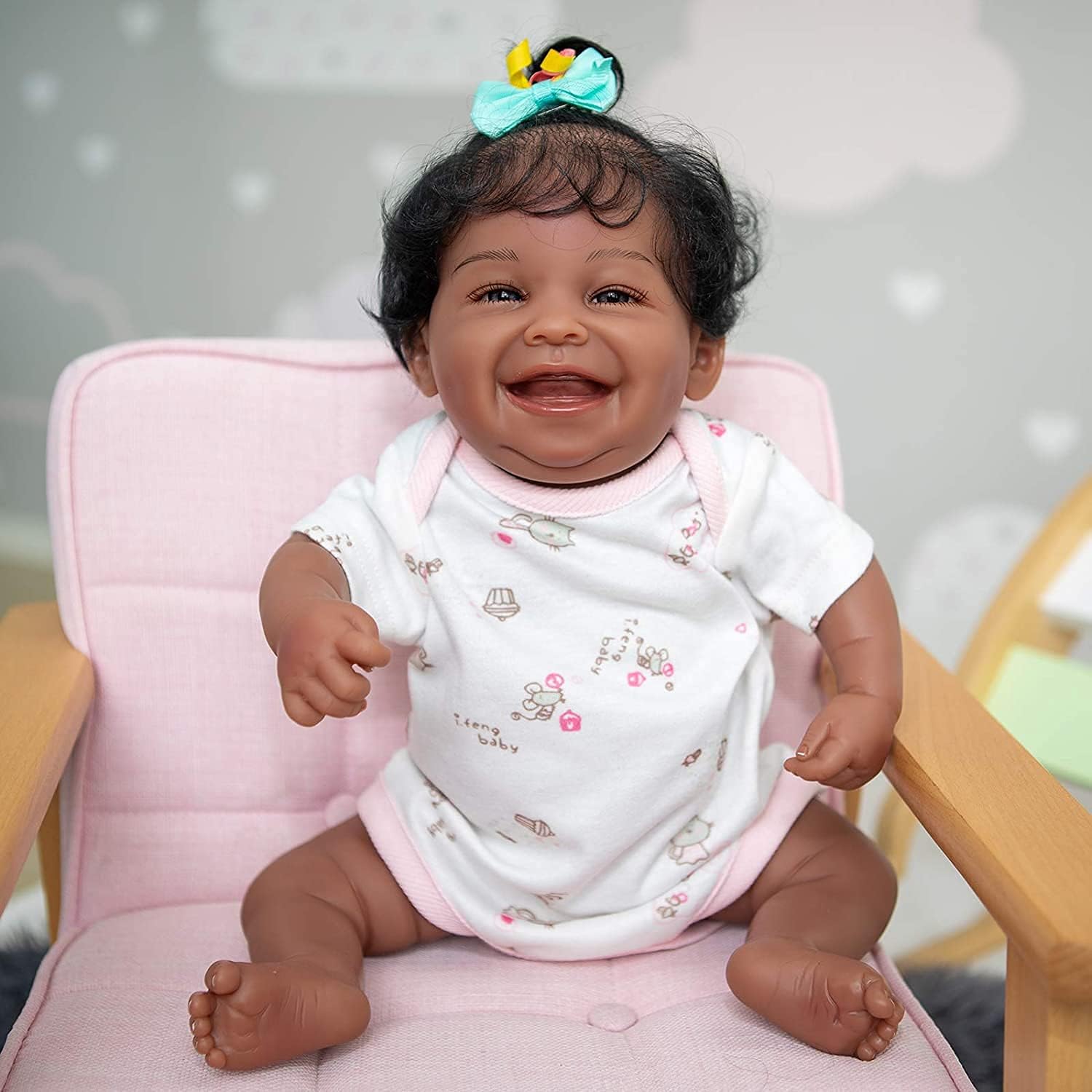Ecomgoo 20 Inch Reborn Baby Doll Black Realistic Laughing