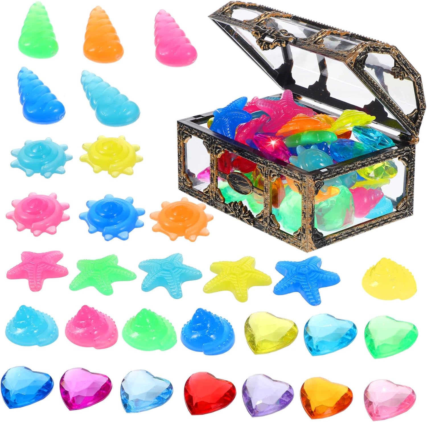 KESYOO Pirate Treasure Chest Pool Toy Diving Gems