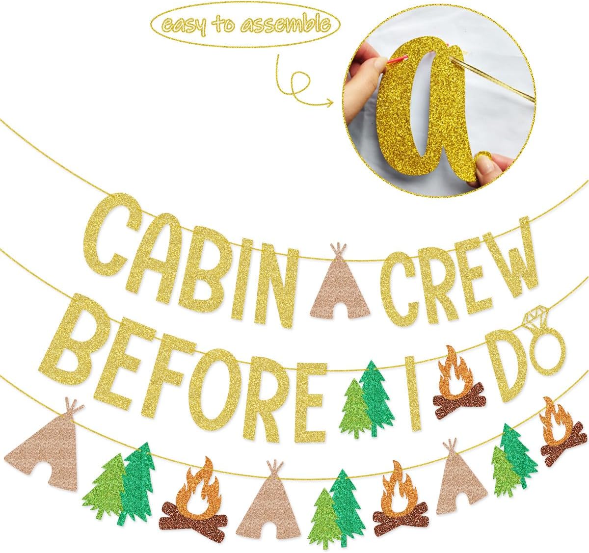 Glamoncha Gold Cabin Crew Bachelorette Party Banner Decorations