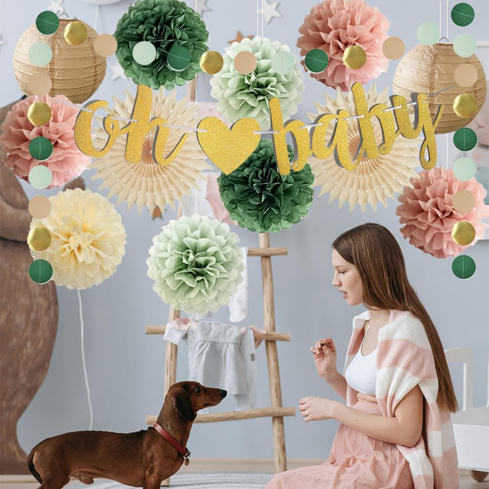 Sage Green and Dusty Pink Baby Shower Decorations