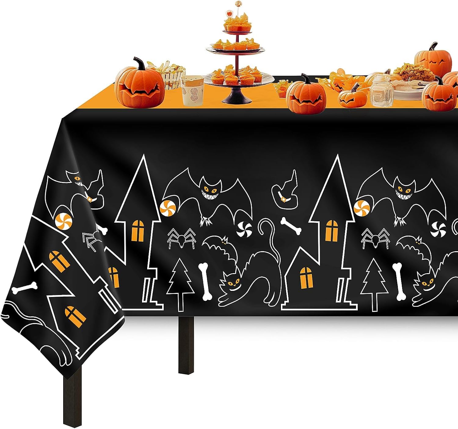 Childom 3 Pack Halloween Tablecloths 54x108 Inches