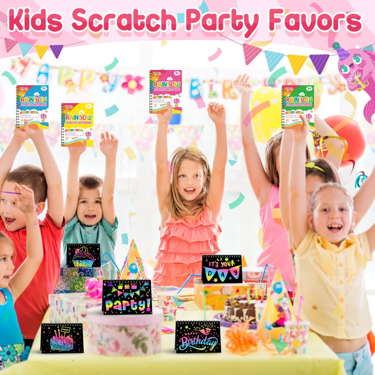 FEREDO KIDS 16 Pack Rainbow Scratch Art Notebook Party Favors Gifts