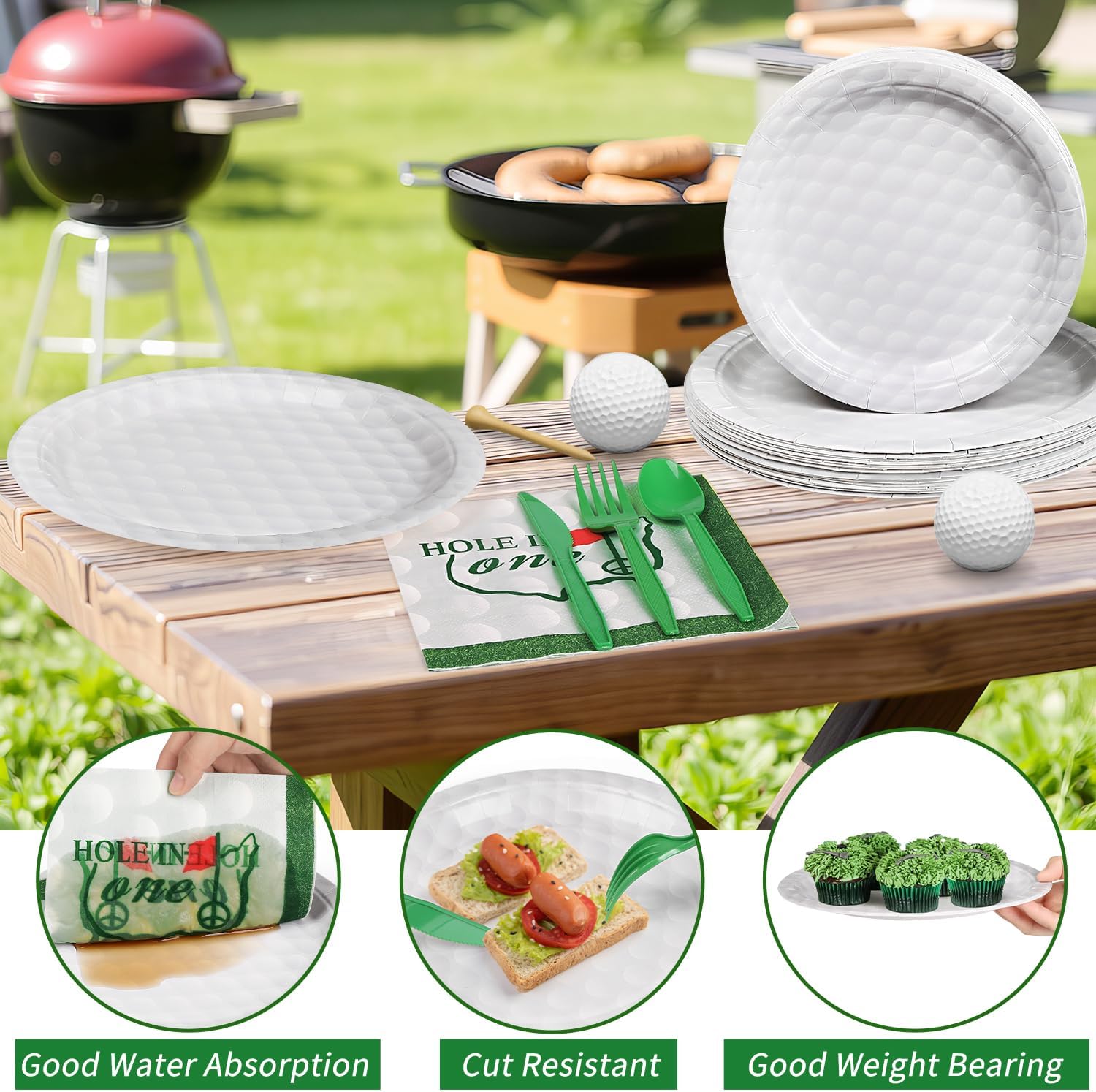 144 Pcs 3D Golf Ball Party Supplies Set