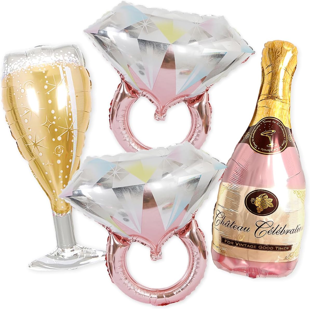 PartyForever 2 Rose Gold Glitter Ring Bachelorette Balloons Set