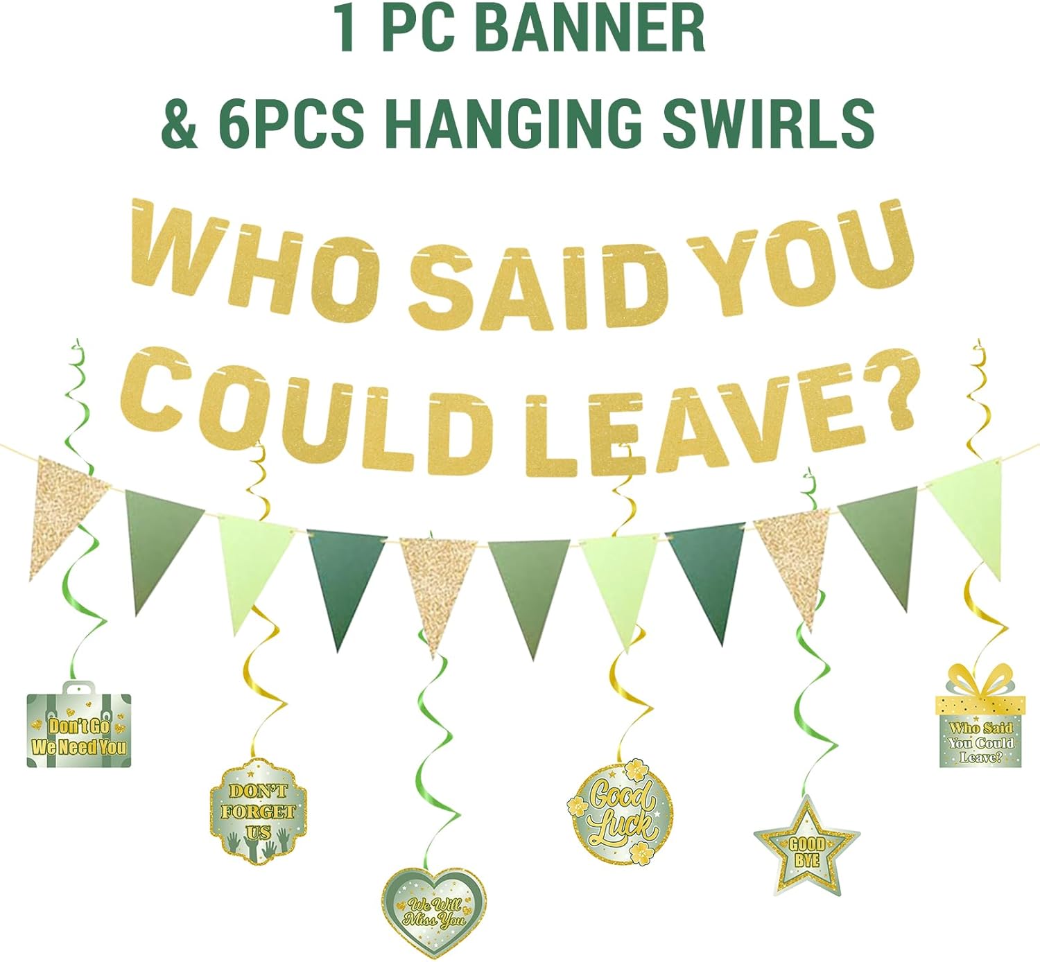 Roetyce Farewell Party Decorations Green Gold Banner Balloons Cake Toppers