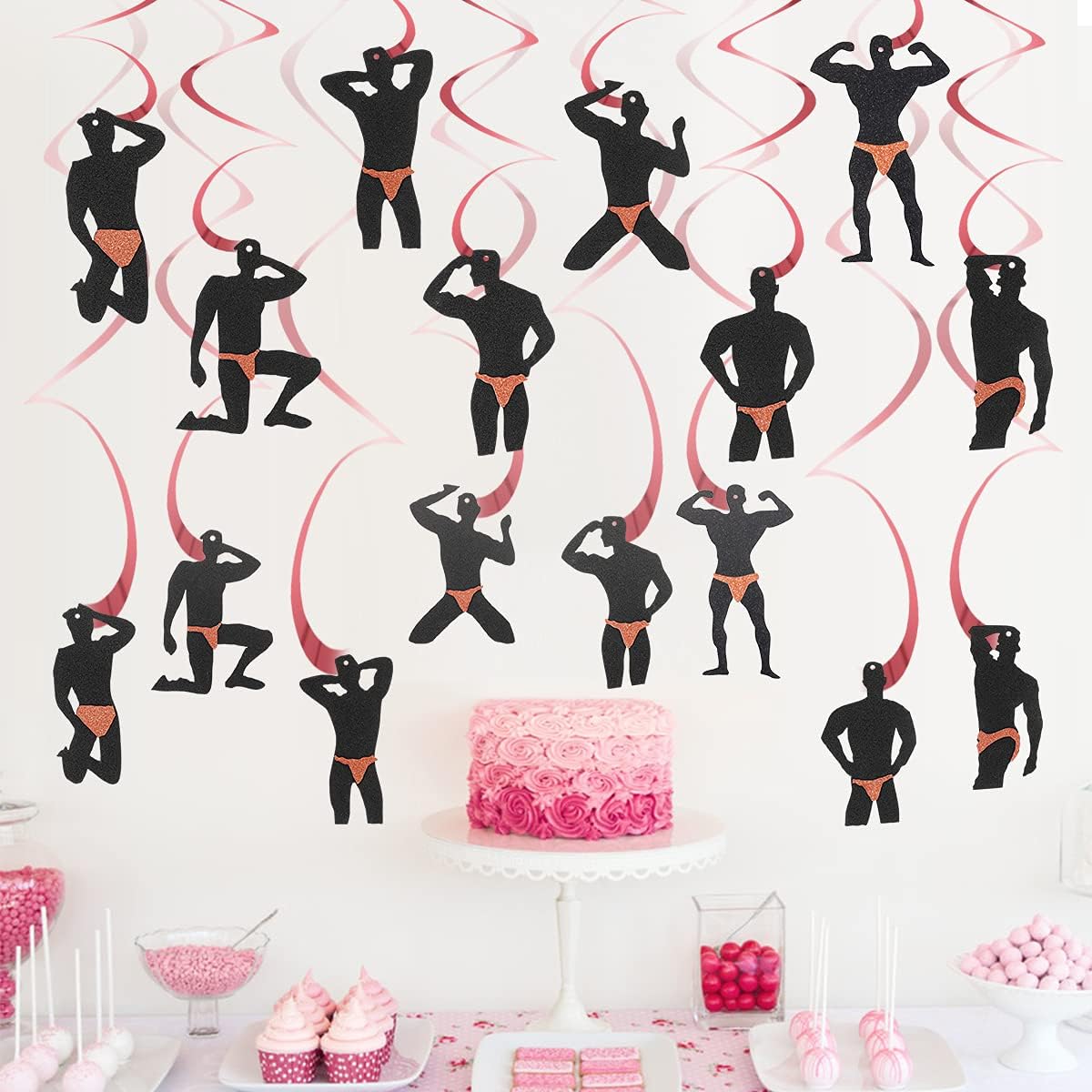 Lnlofen 30Pcs Rose Gold Male Dancer Bachelorette Decor
