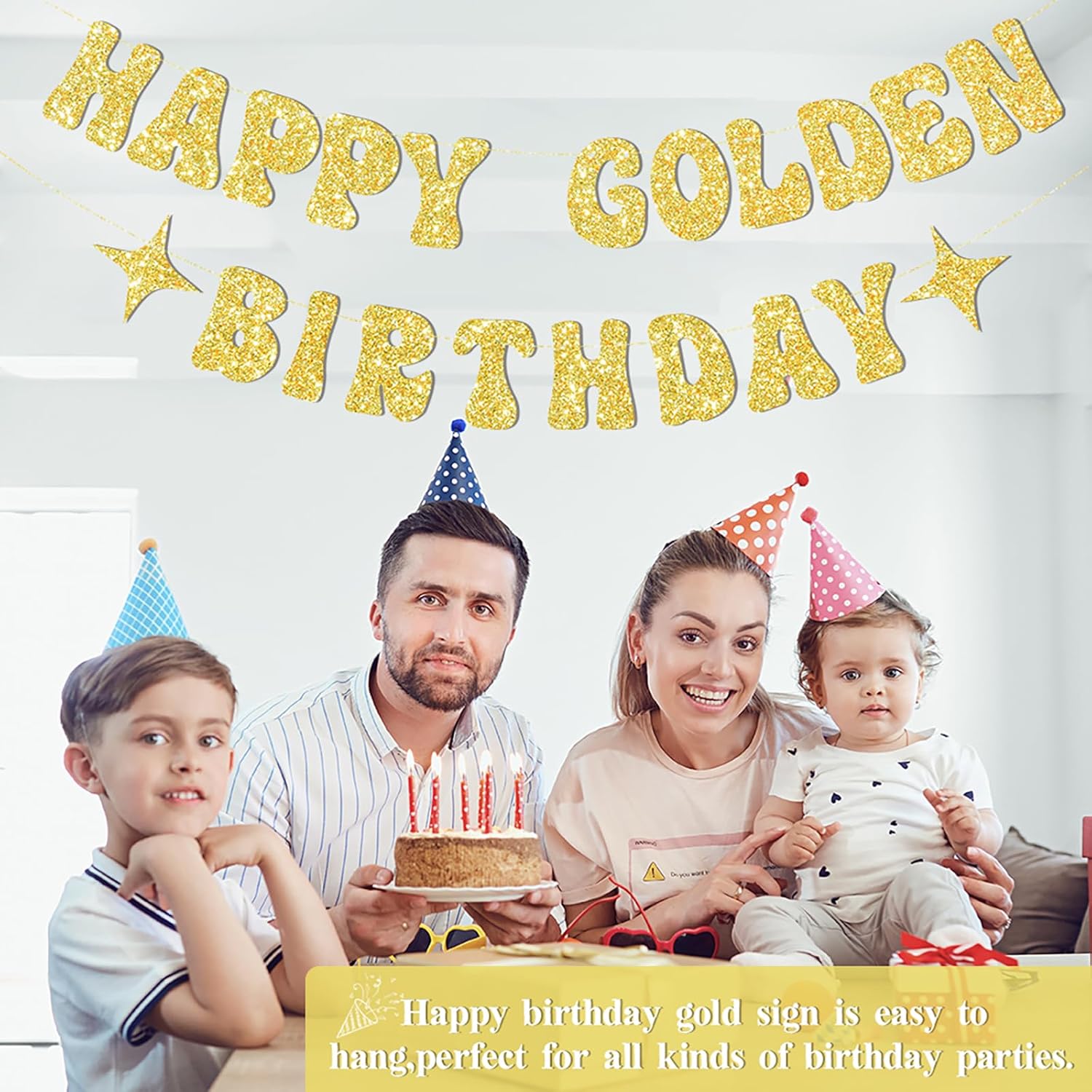 Glitter Gold Birthday Banner for Elegant Party Decorations