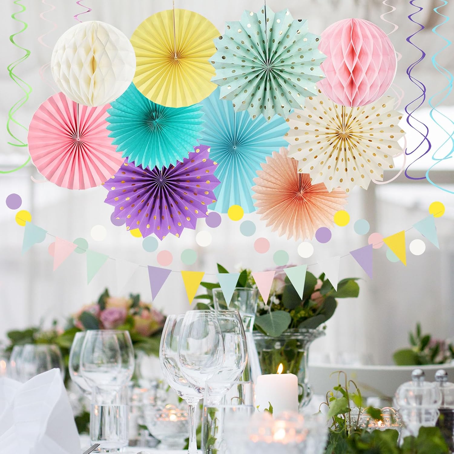 Pastel Rainbow Party Decorations 33pcs Kit