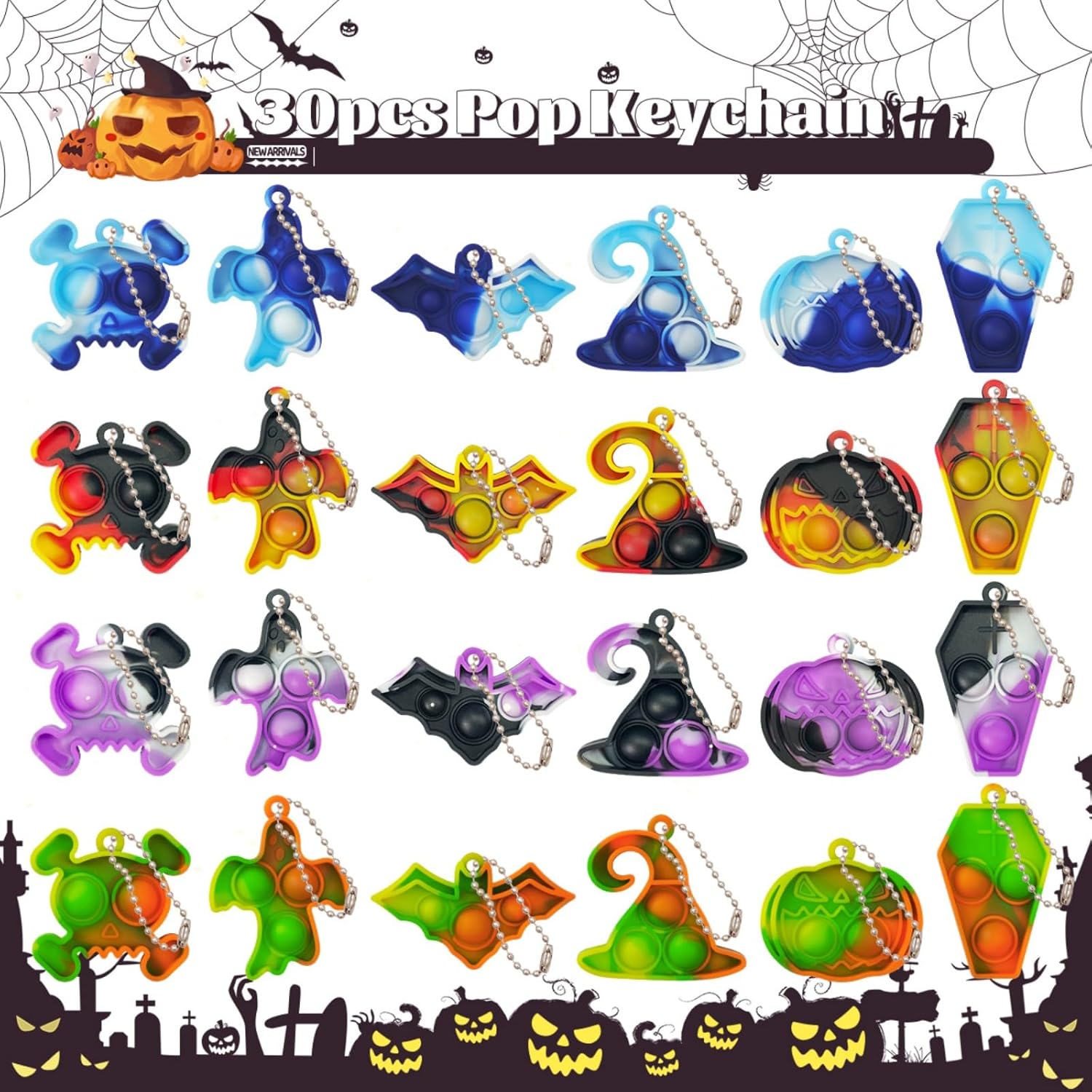 ONKULL Halloween Pop Fidget Toys 30 Pack Party Favors