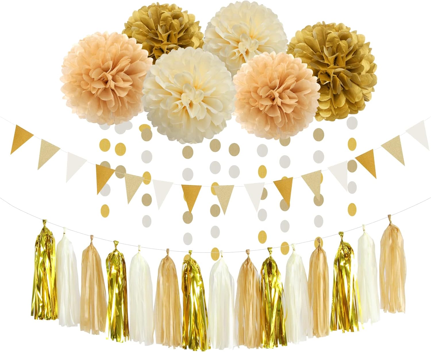 White Gold Champagne Party Decorations 23pcs Set