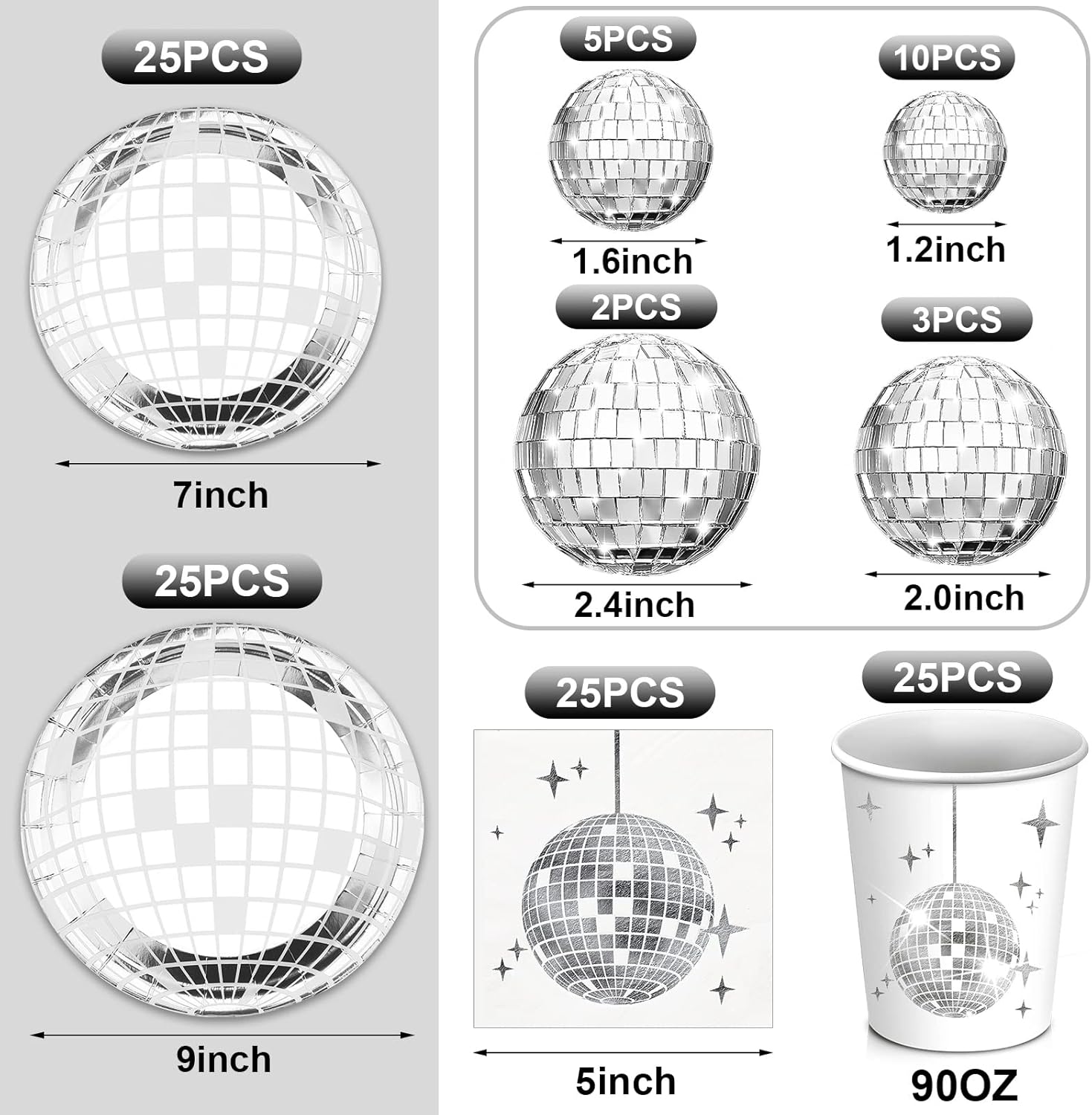 25 Set 70s 80s Disco Party Supplies Set