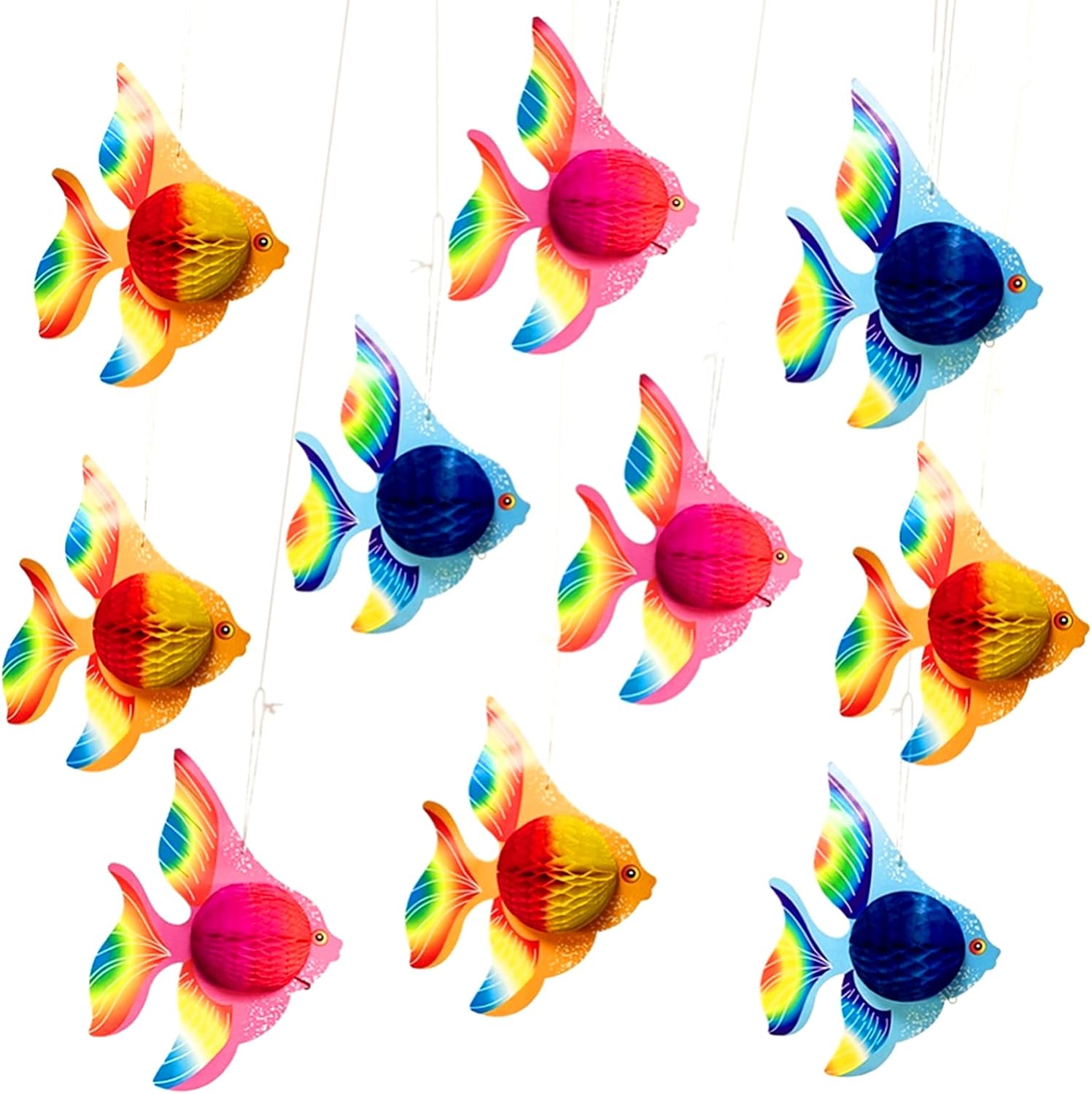 GuassLee 10pcs Tissue Fish Decorations 10 Inch