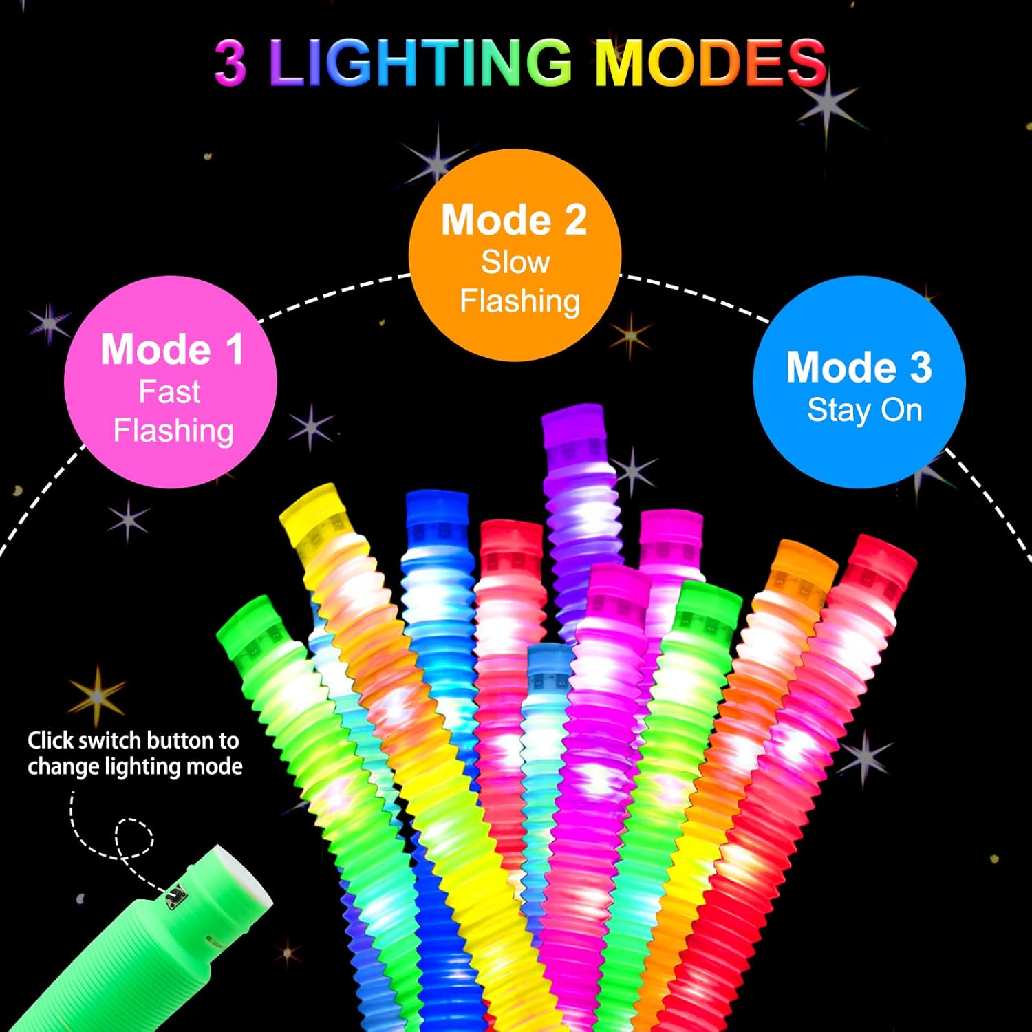 UrChoice Glow Sticks Party Favors 15 PCS LED Pop Tubes