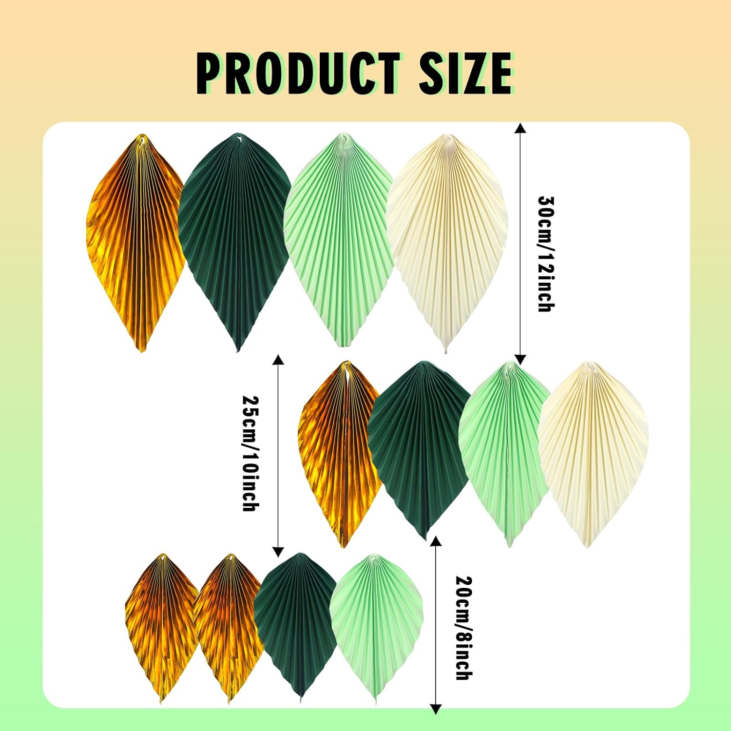 ADLKGG Green Gold Hanging Paper Leaves Wall Decor 12pcs