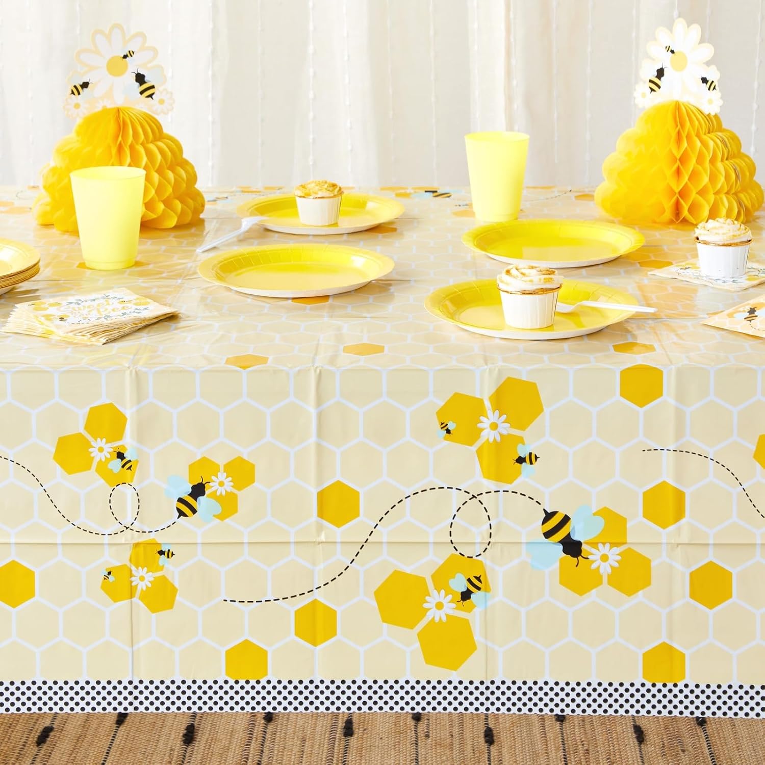 3 Pack Bee Tablecloth for Kids Birthday Party Decor