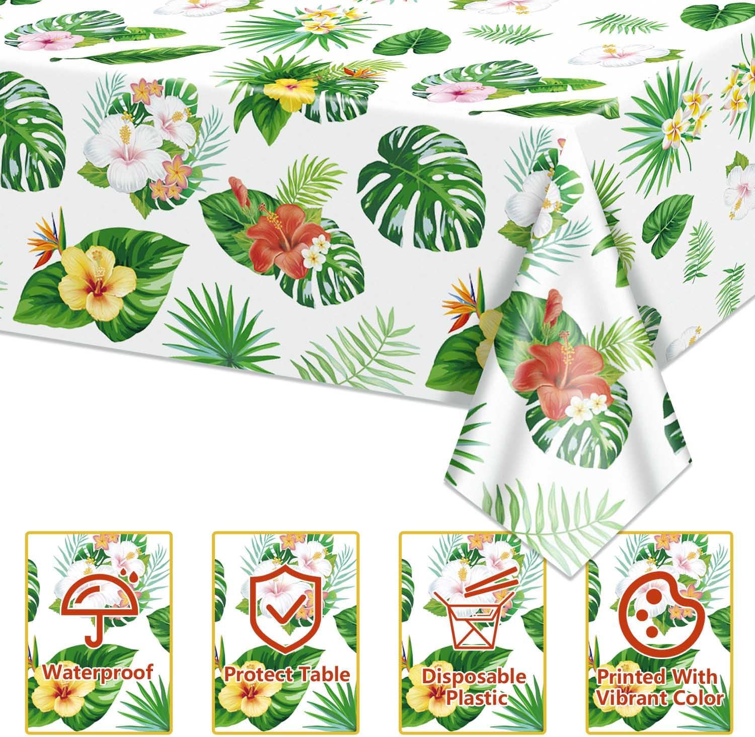 4 Pack Hawaiian Luau Tablecloths for Party Decorations