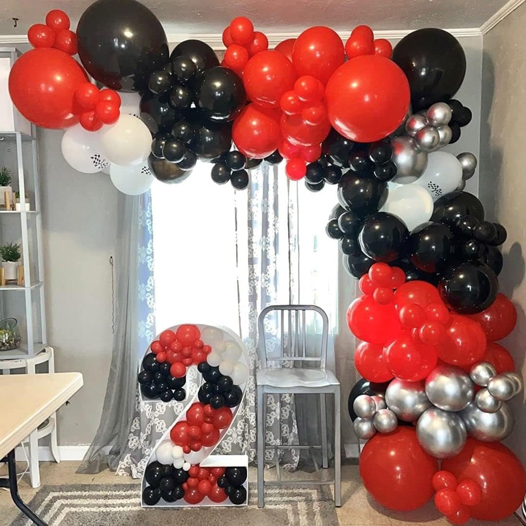 Bezente Black and Red Balloons Garland Kit 100Pcs