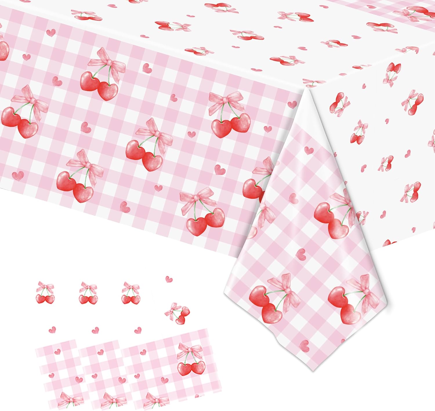 3PCS Cherry Tablecloths Birthday Party Decor