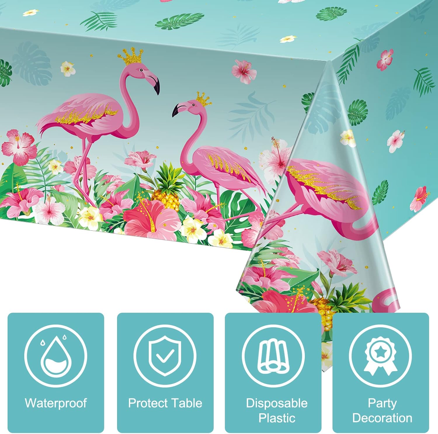 Mixweer 3 Piece Flamingo Tablecloths for Tropical Party