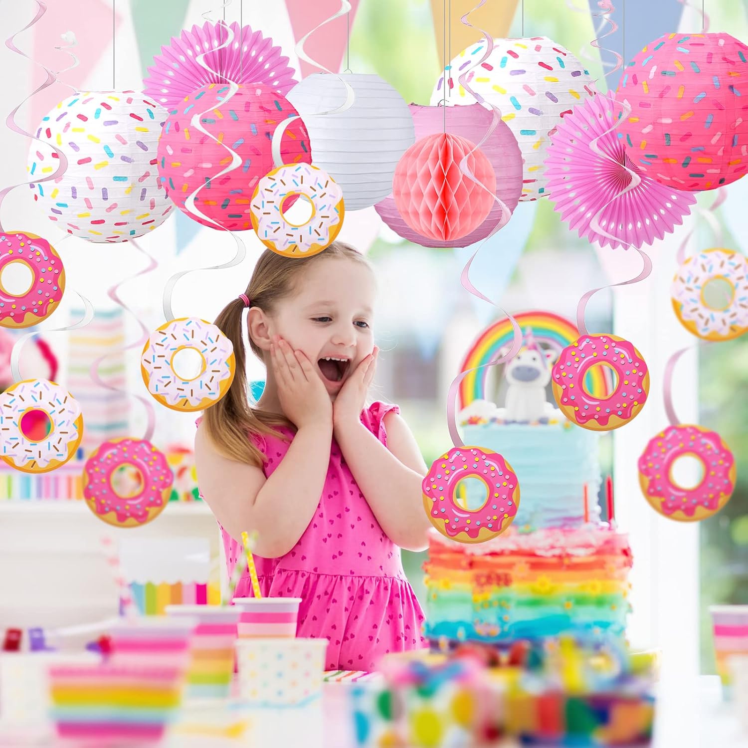 Hortsun 19 Pcs Donut Birthday Party Decorations