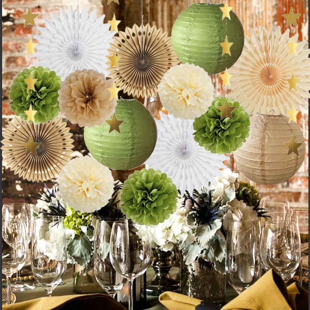 Olive Green and Brown Party Decor Kit