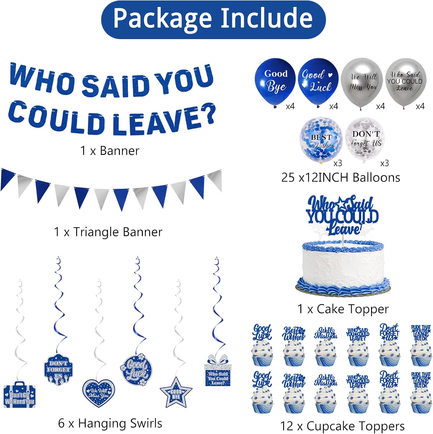 Roetyce Blue Who Said You Could Leave Banner Decorations Kit